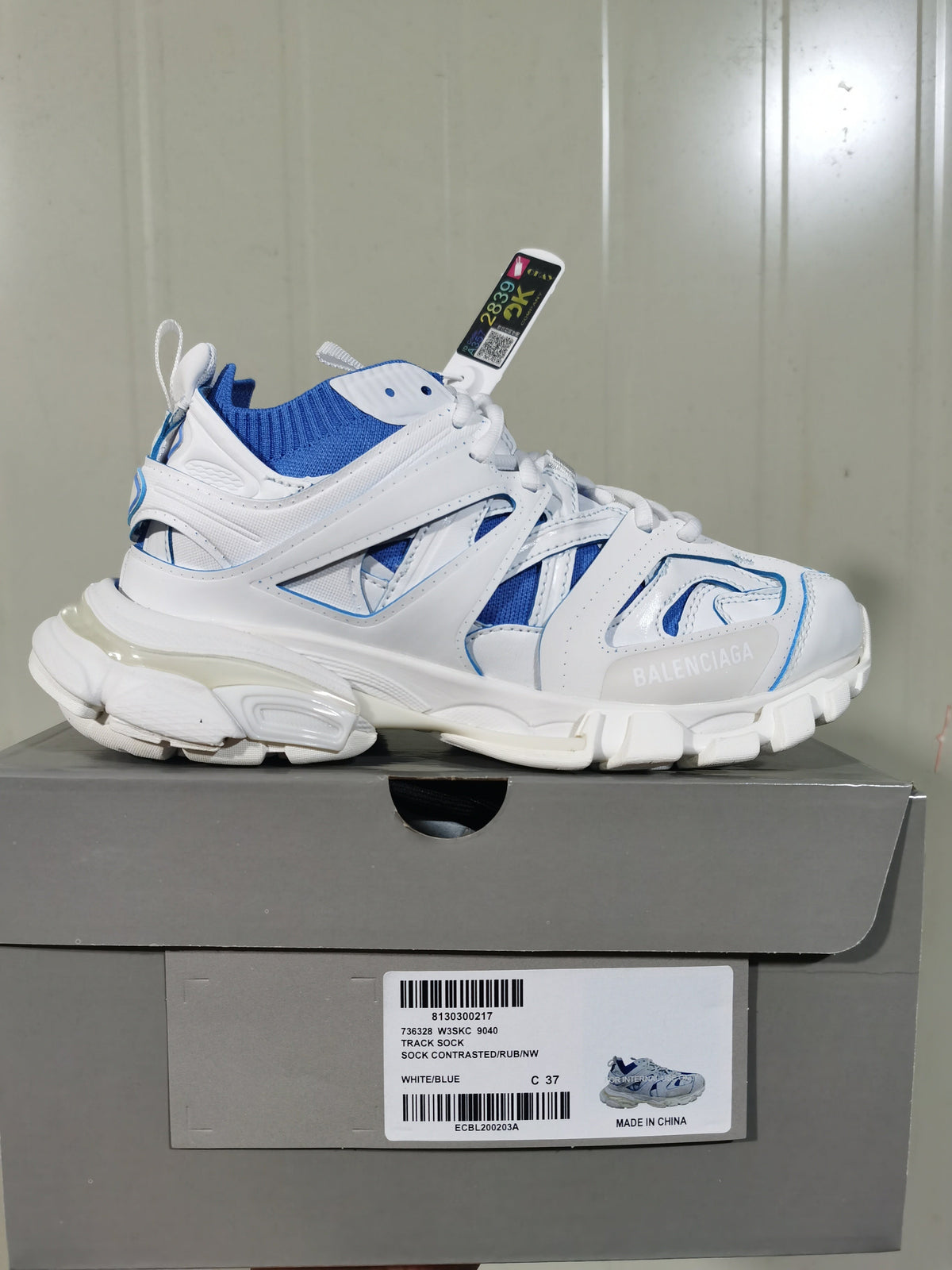 Balenciaga Track Sock Sneakers White Blue 9040