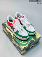 BAPE x Kidsuper Studios Low-Top Sneakers, White Green Red