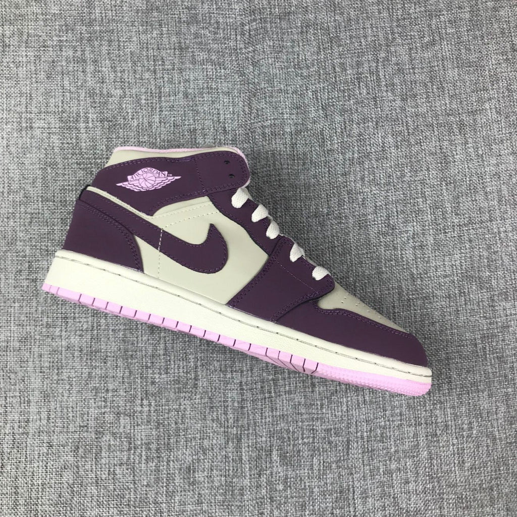 Air Jordan 1 Mid GS Sneakers White Purple Pink