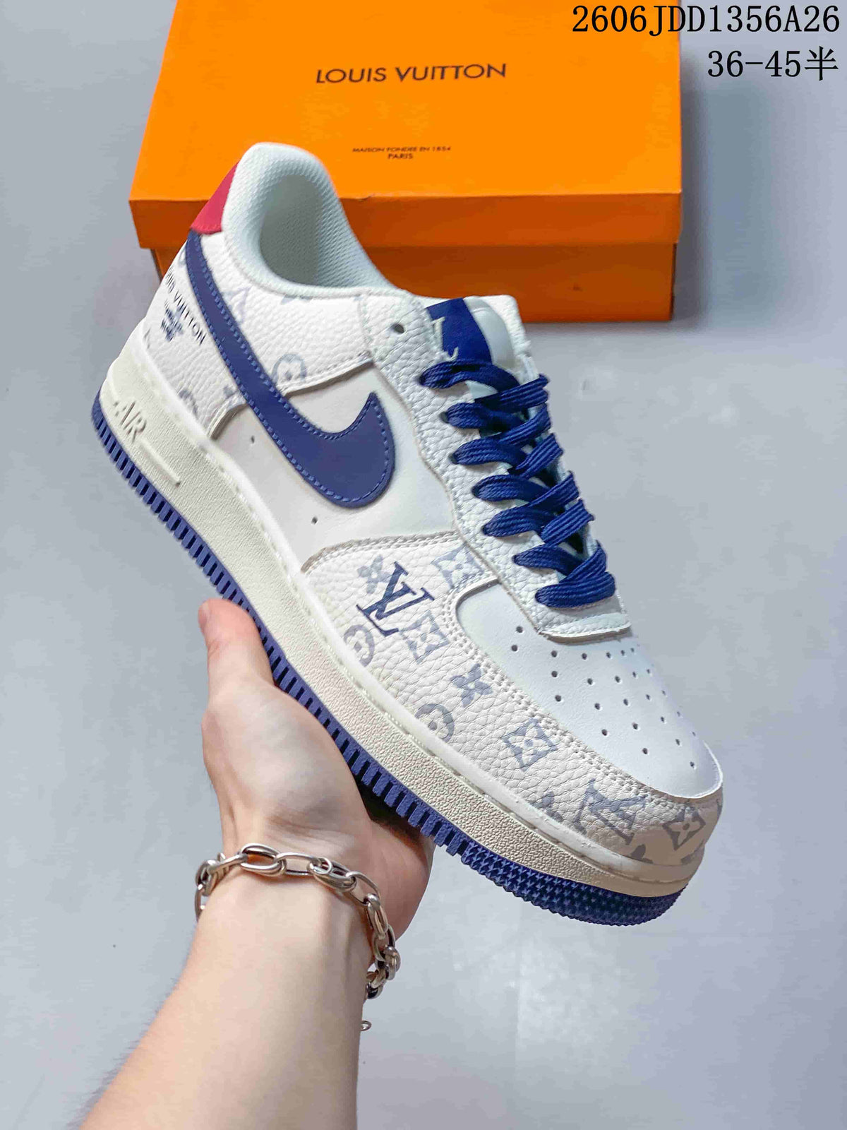 Nike Air Force 1 '07 Low White Blue Monogram Sneakers