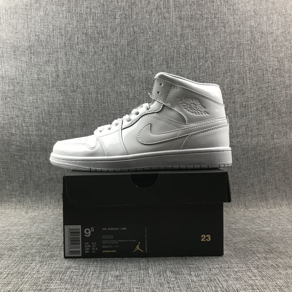 Jordan Air Jordan 1 Mid White Patent-Style Sneakers BQ6472-111