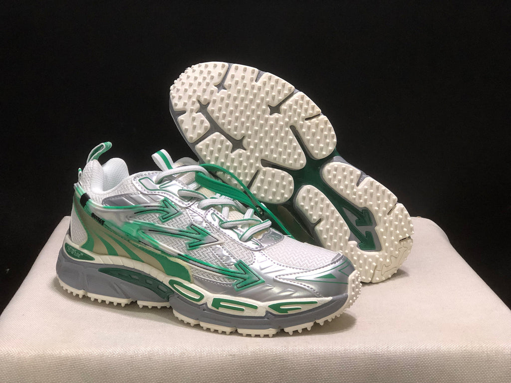OFF-WHITE Be Right Back Sneakers White Silver Green