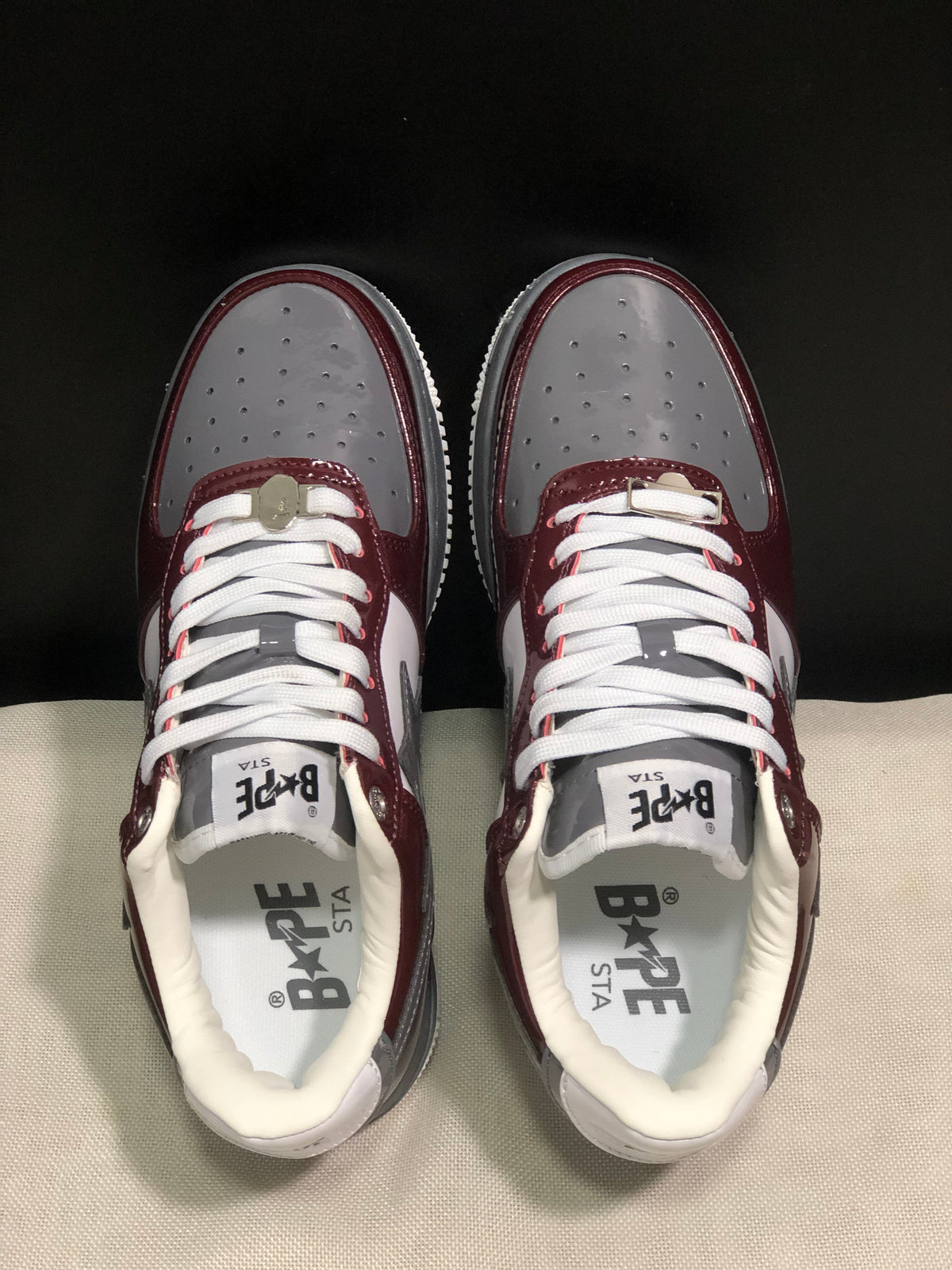 BAPE STA Low-Top Sneakers Burgundy White Gray
