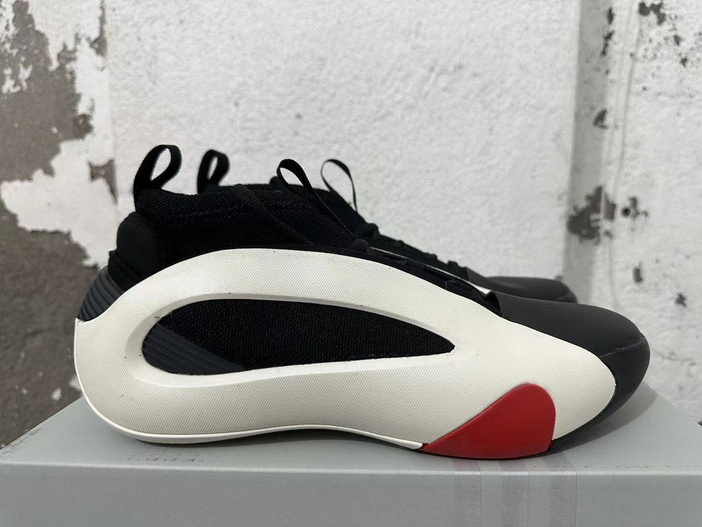 adidas Black and White Low-Top Sneakers with Red Accents