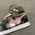Jordan 1 Mid Paisley Sneakers Black Tan Pink White