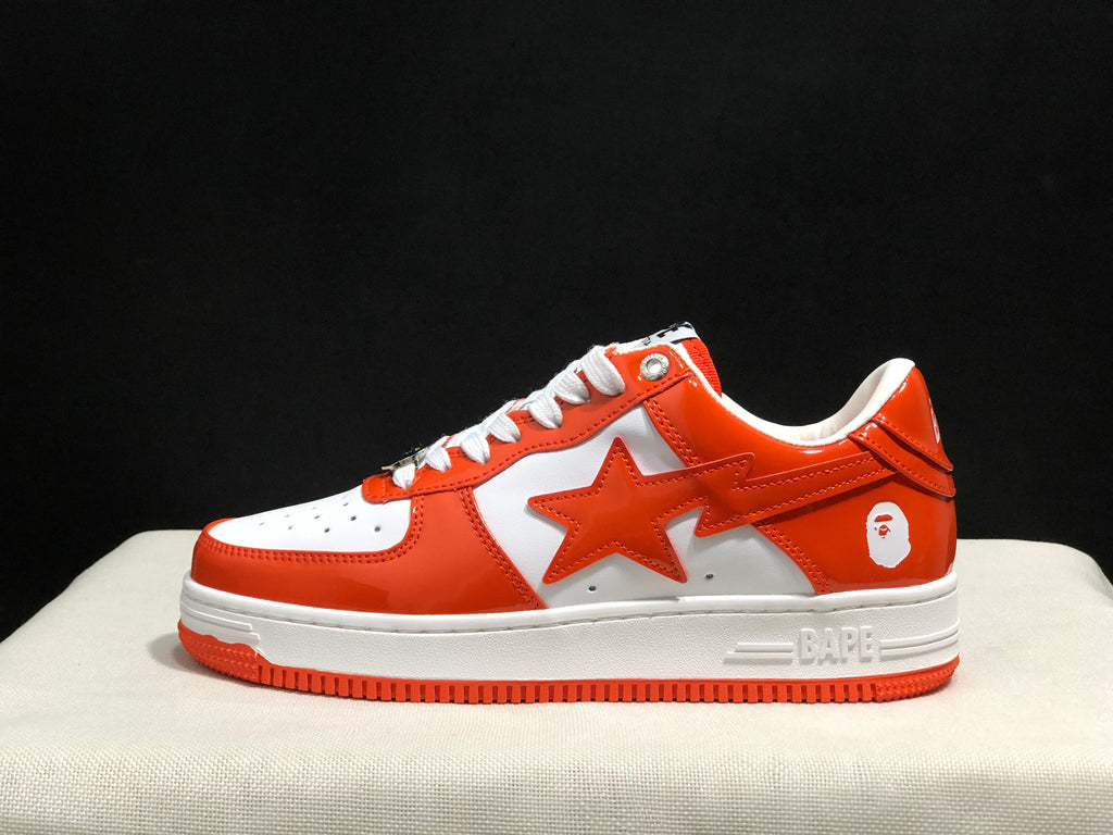 BAPE Sta Low-Top Sneakers White and Orange