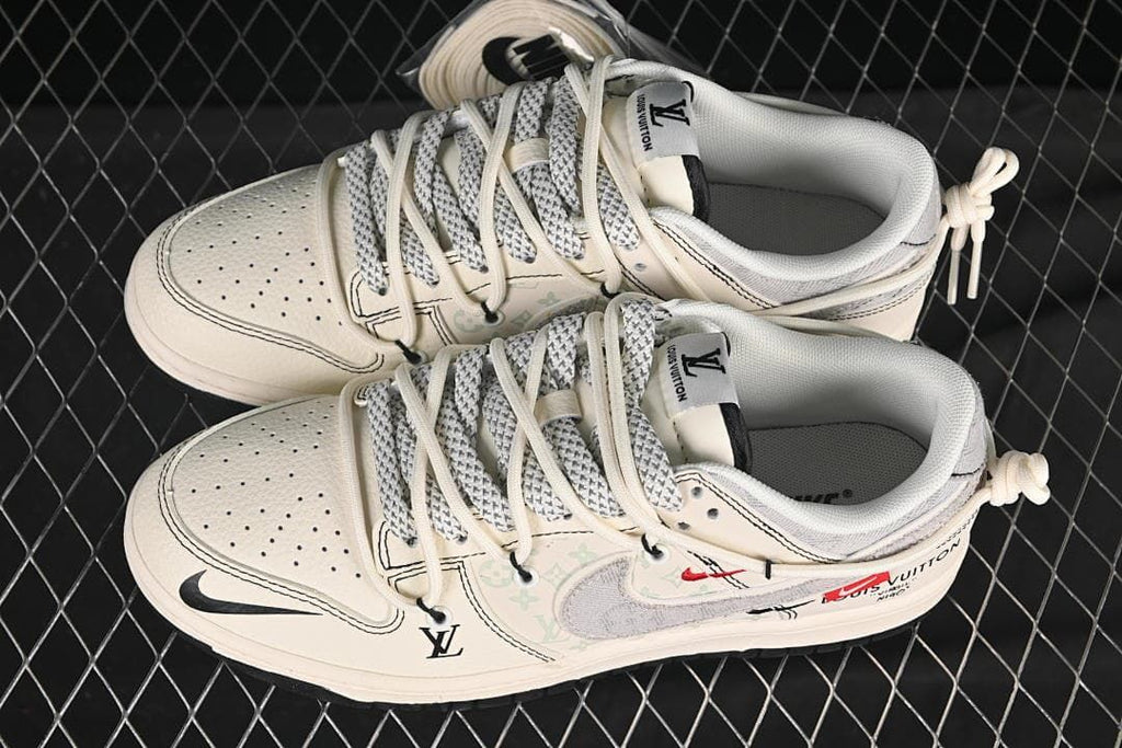 Nike SB Dunk Low Cream Gray Drawstring Sneakers YX5066-379