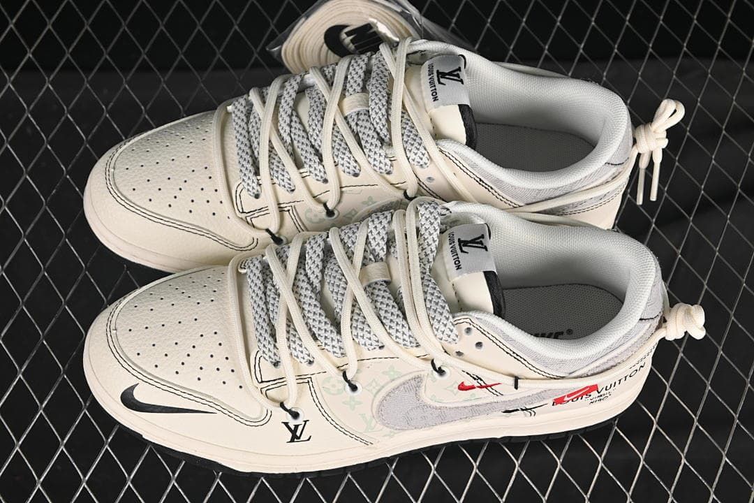 Nike SB Dunk Low Cream Gray Drawstring Sneakers YX5066-379
