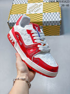 Louis Vuitton Trainer Low Sneakers in Red and White