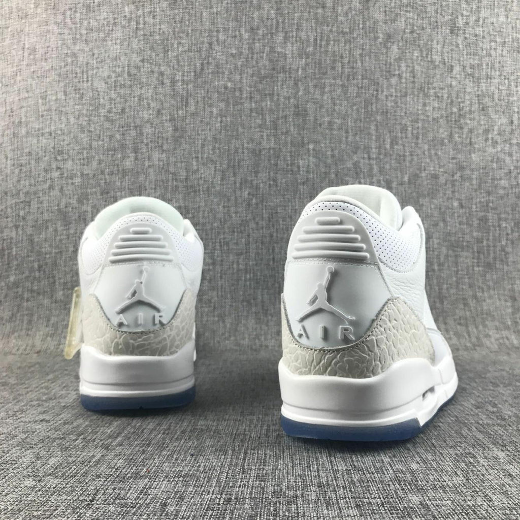 Jordan 3 White Cement Sneakers with Blue Translucent Sole