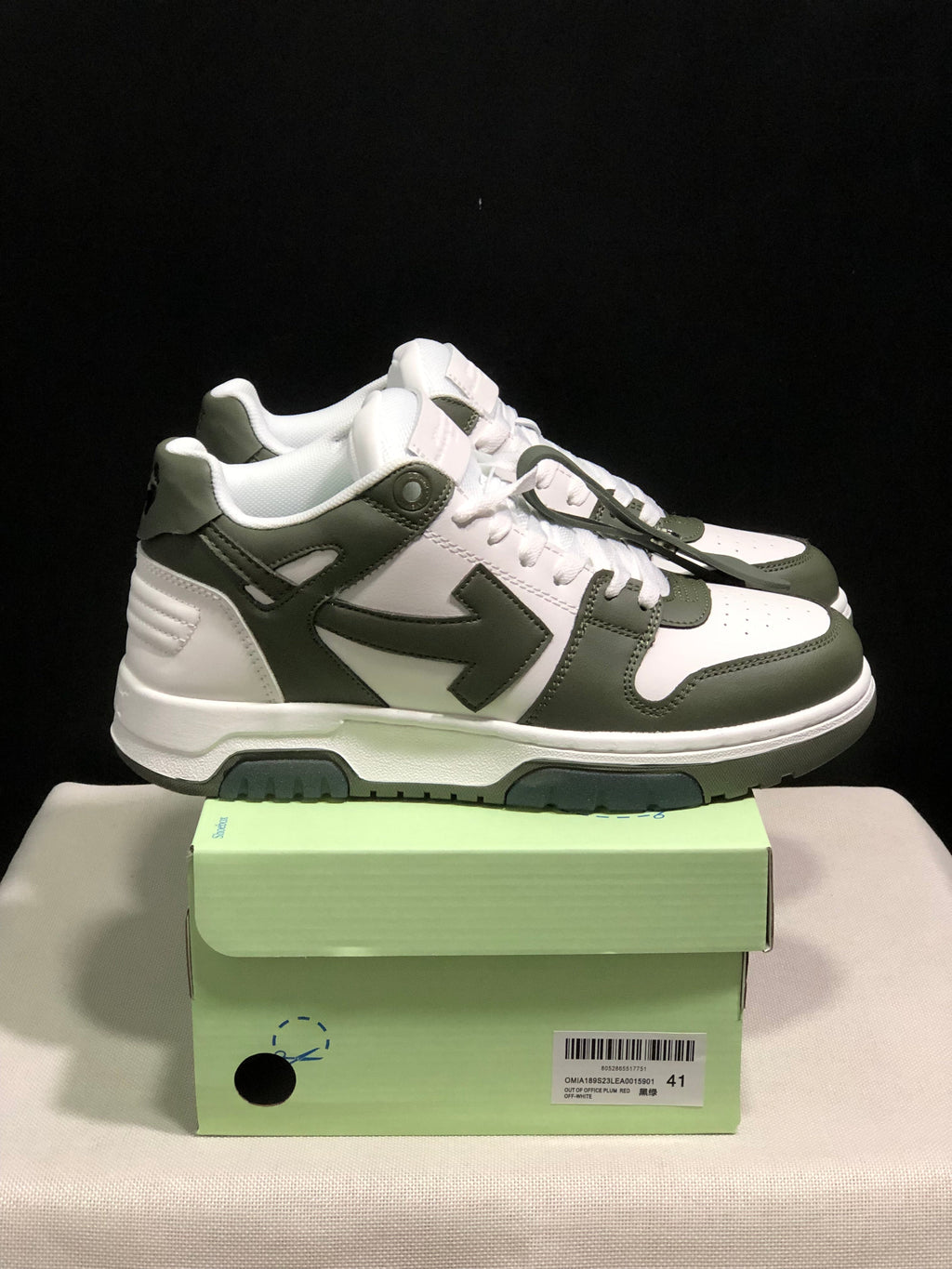 OFF-WHITE Out Of Office Low-Top Sneakers White Olive