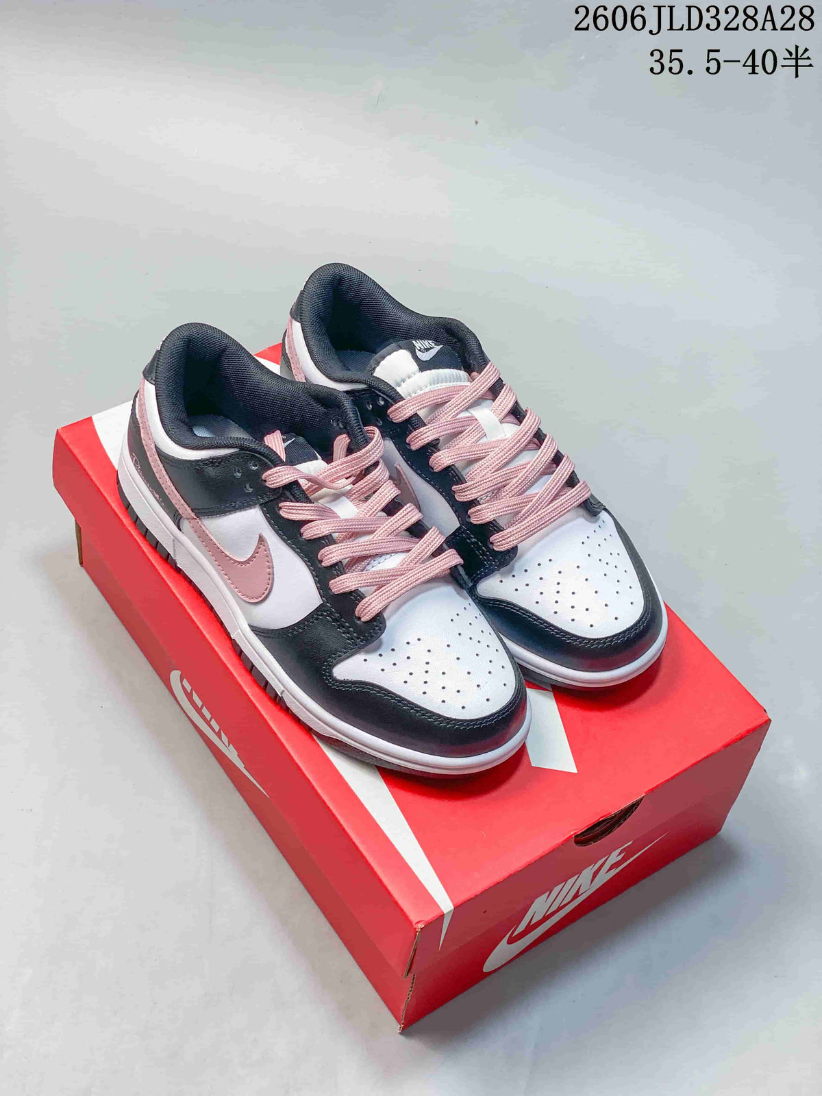 Nike Dunk Low DD1391 White Pink and Dark Gray Sneakers