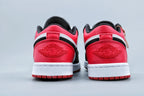 Jordan 1 Low Black Toe Sneakers Black White Red