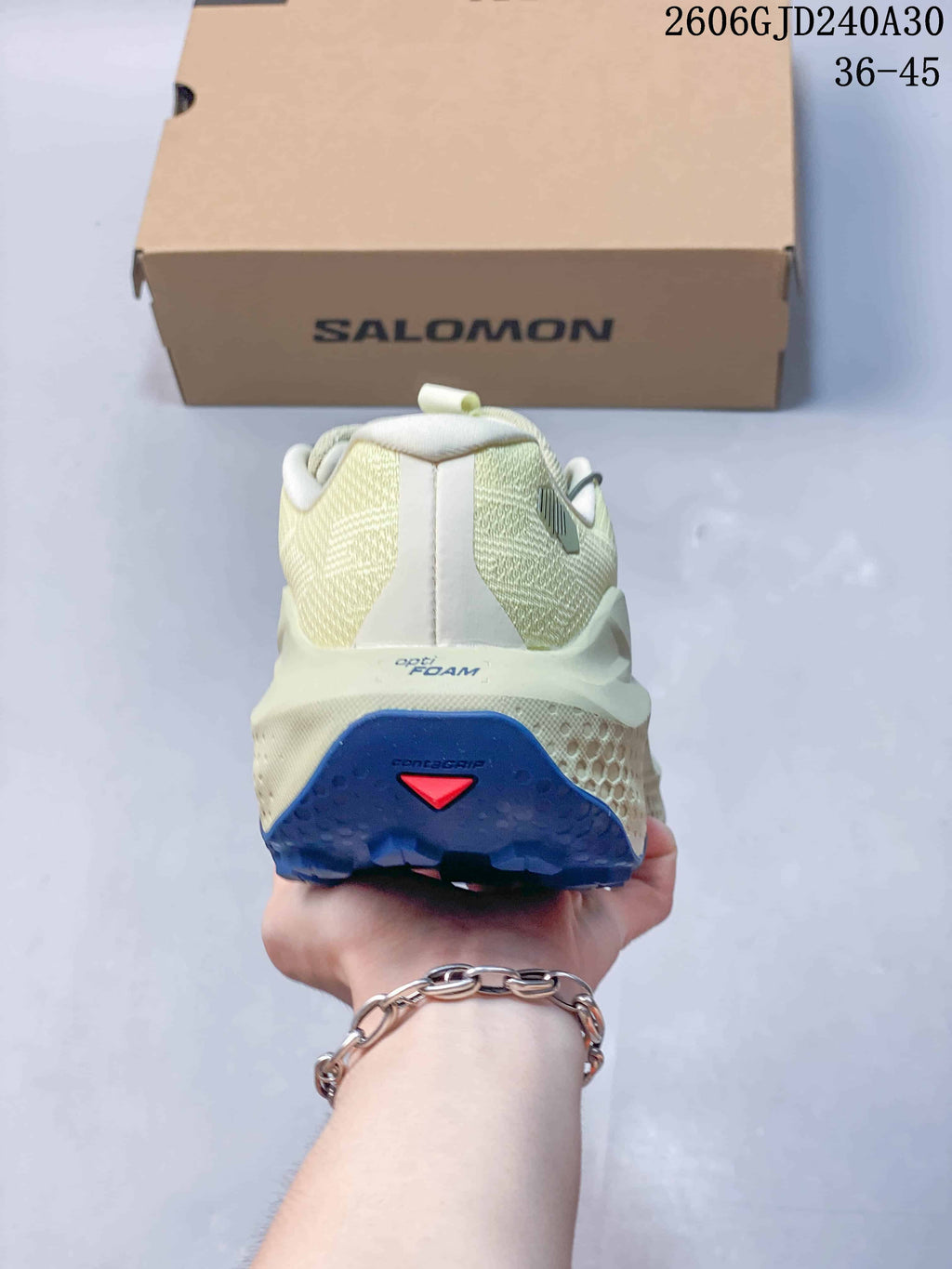 Salomon Ultra Glide 4 Trail Running Shoes, Cream and Blue