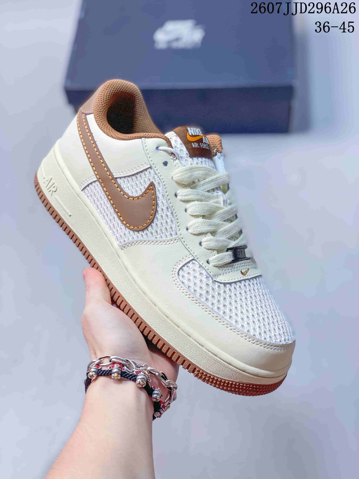 Nike Air Force 1 Low Stussy Cream Brown Sneakers 722260UPW