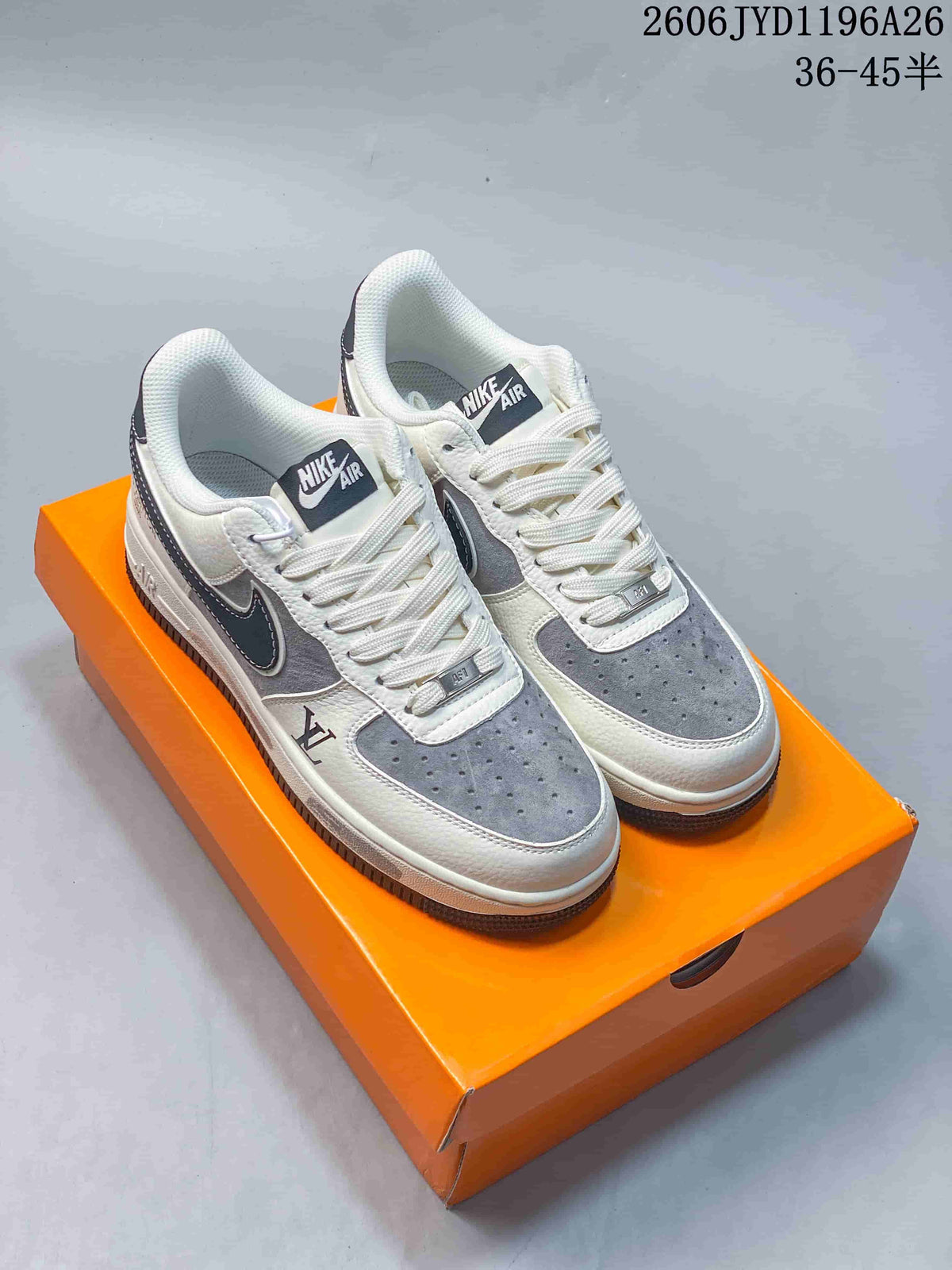 Nike Air Force 1 Low Louis Vuitton-Style Sneakers, Blue and White