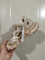 Open-Panel Sneakers in White or Light Apricot