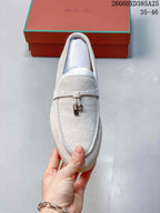 Loro Piana Lock Detail Loafers in Light Beige