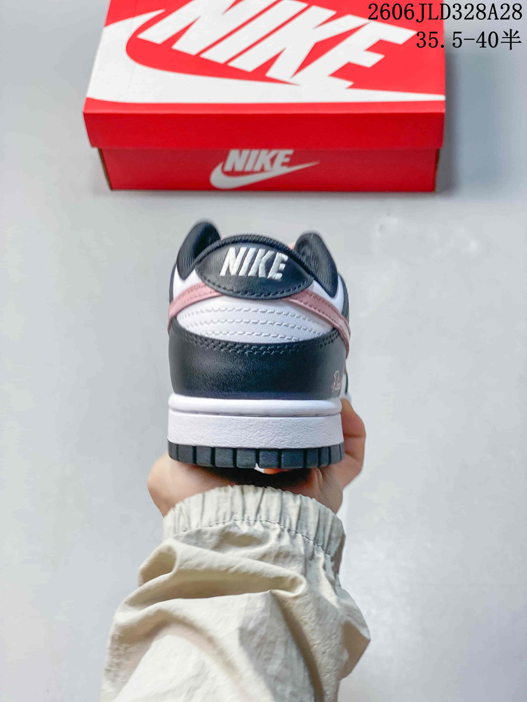 Nike Dunk Low DD1391 White Pink and Dark Gray Sneakers