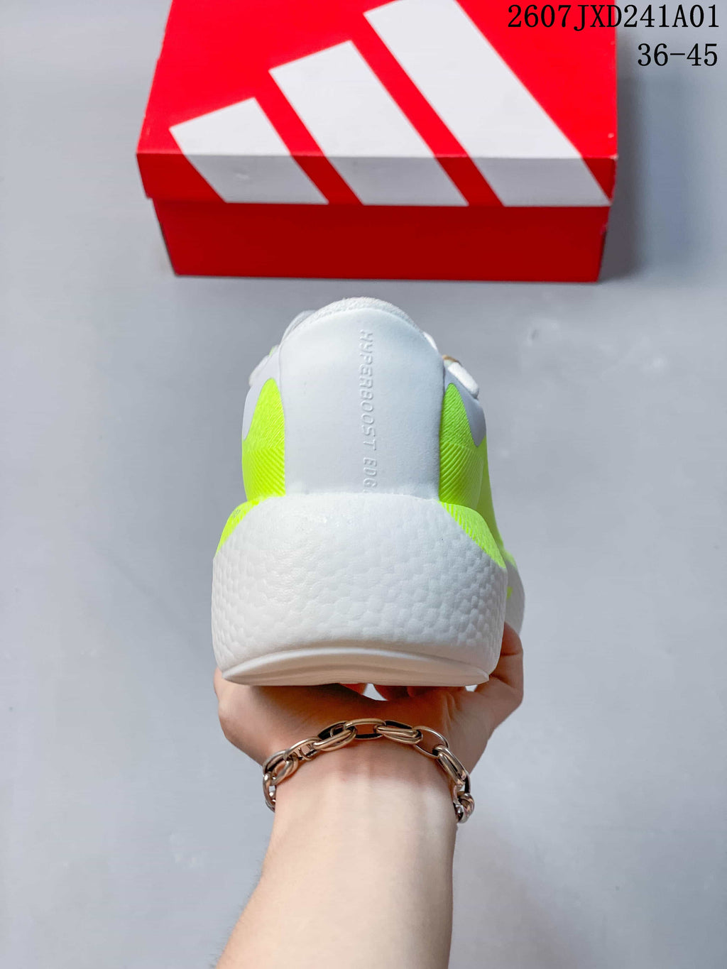 adidas Hyperboost Edge M Running Shoes White Neon Yellow