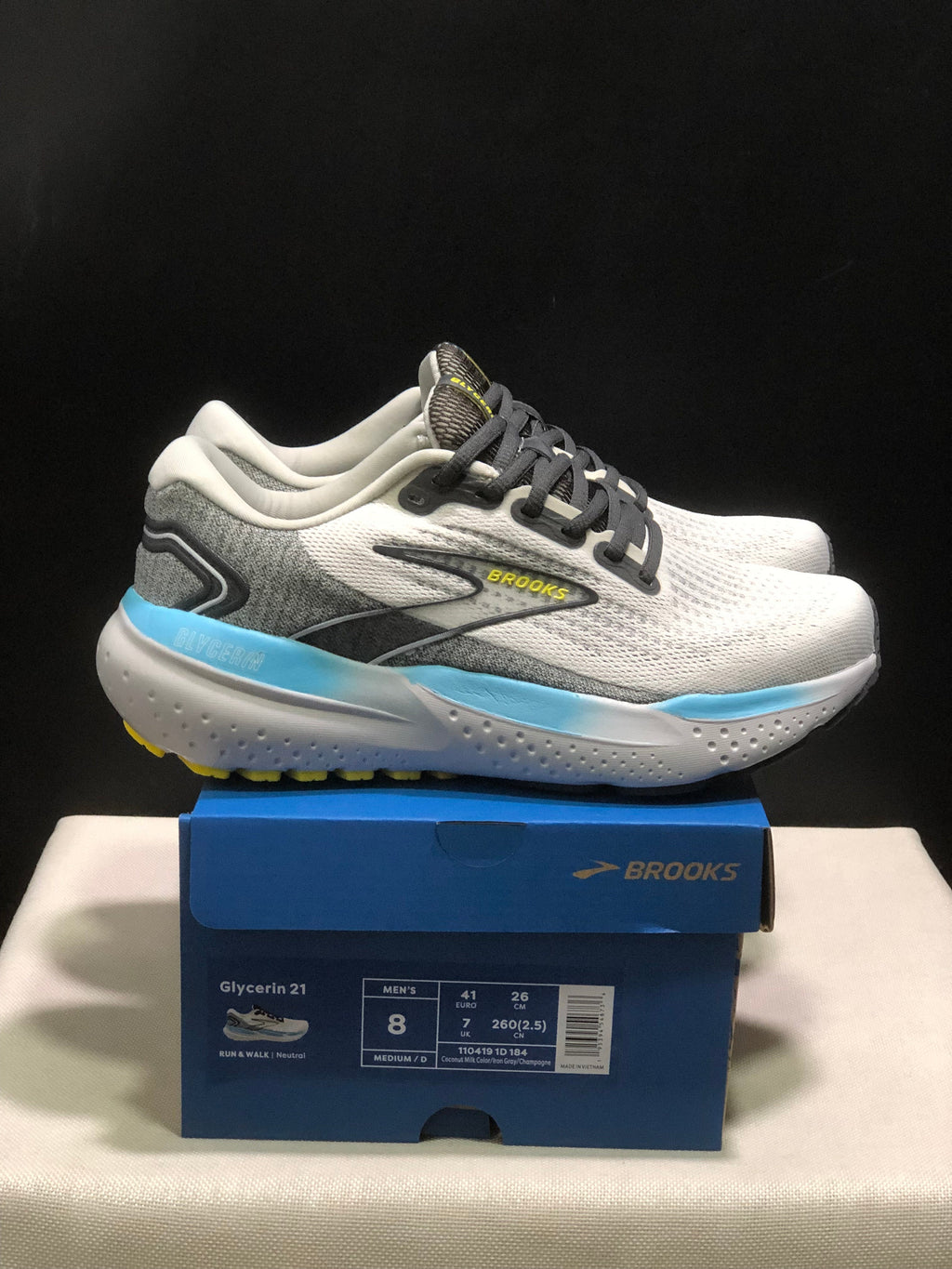 Brooks Glycerin 21 Men's Running Shoes White Grey