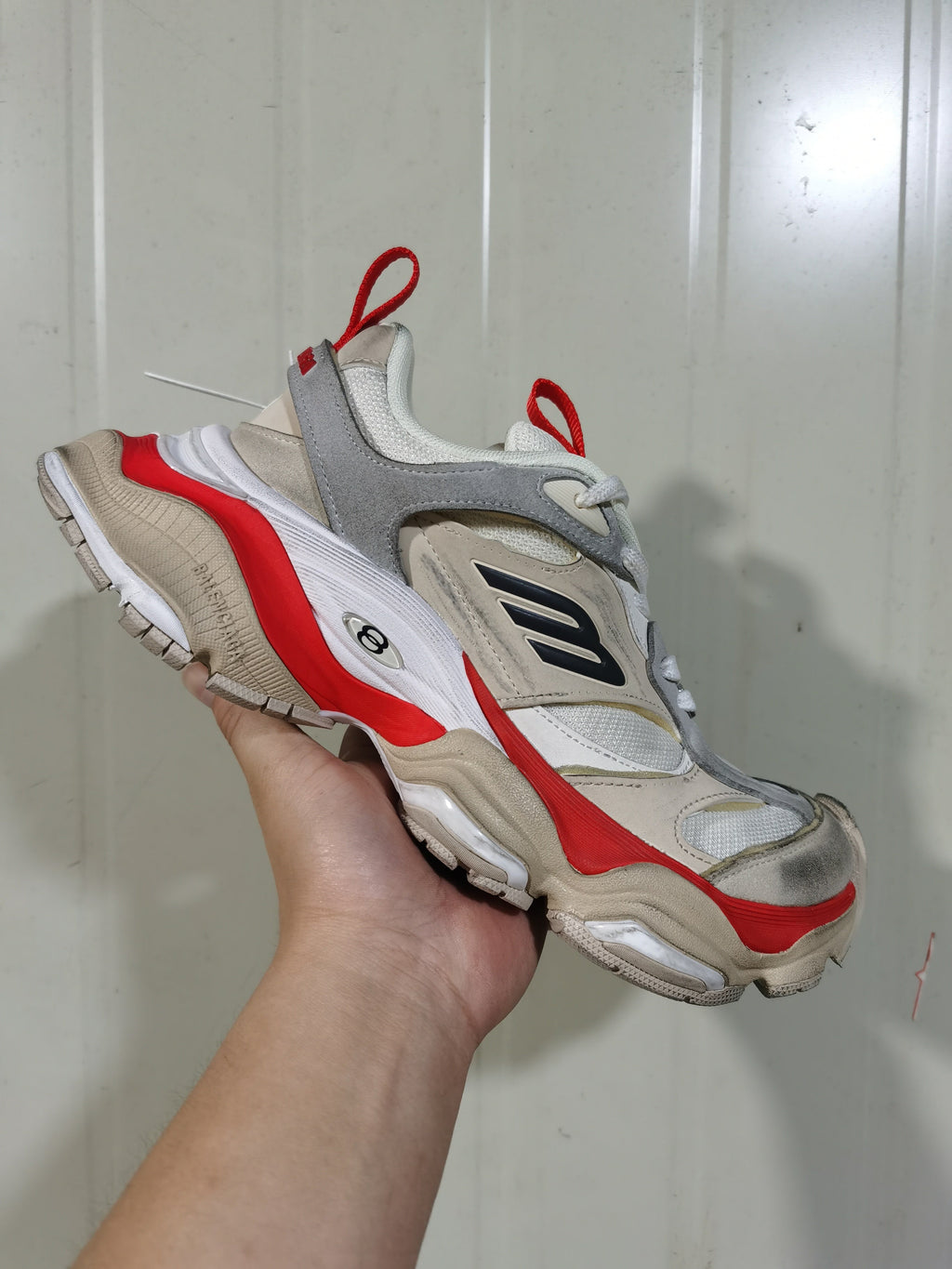 Cargo Suede and Mesh Sneakers Grey Orange
