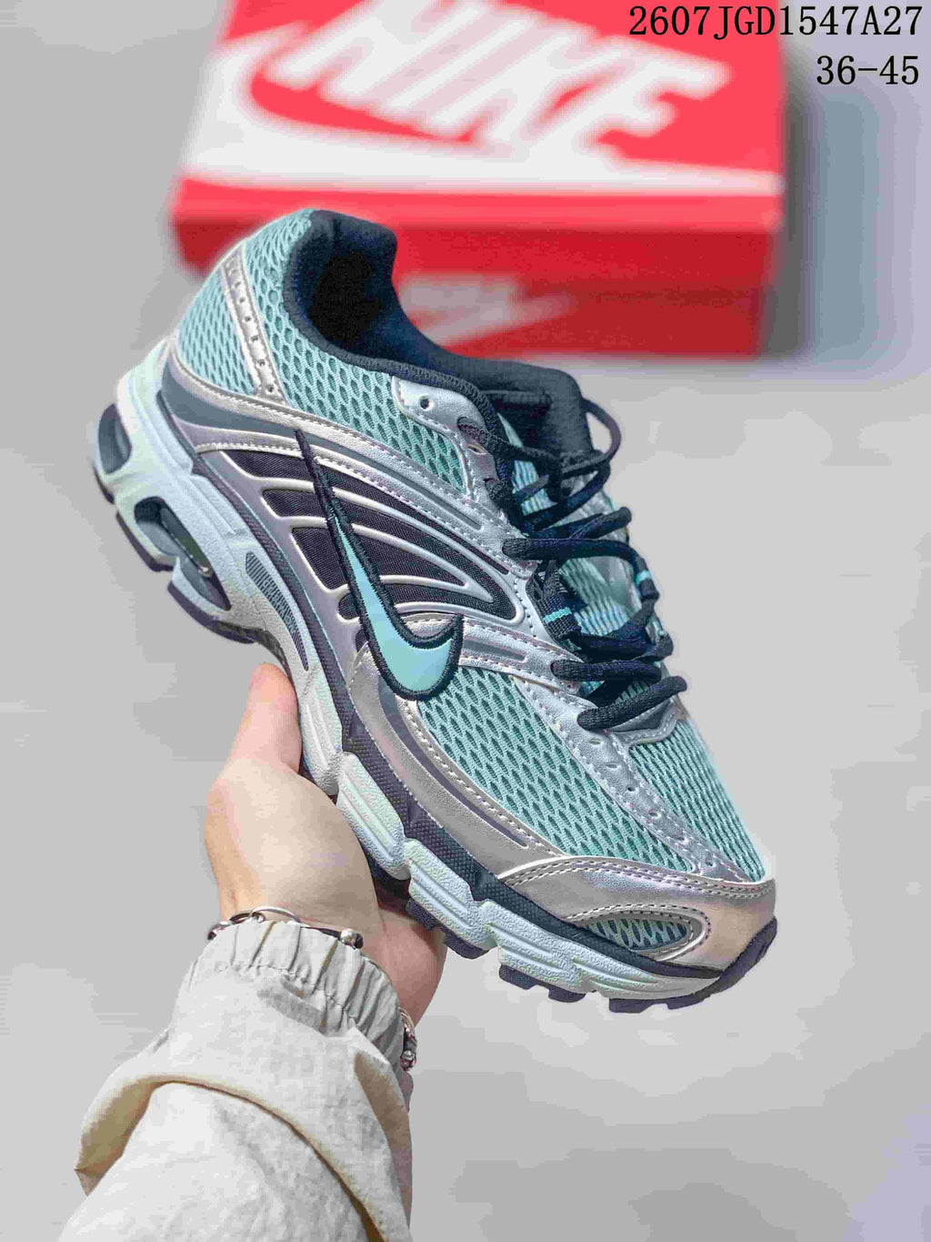 Nike Air Max Moto 2K Sneakers Silver Teal and Black