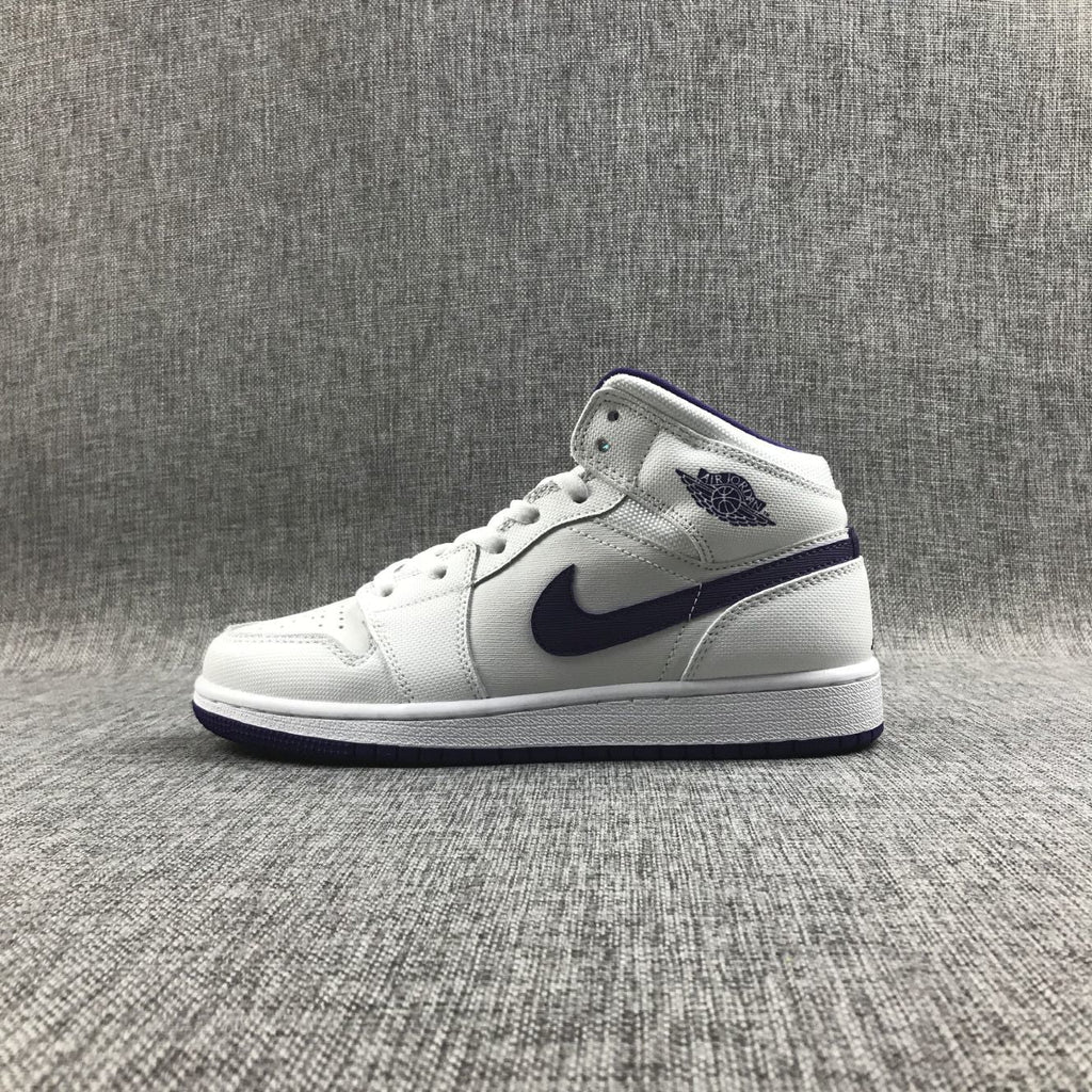 Air Jordan 1 Mid White Purple Sneakers 332148-137