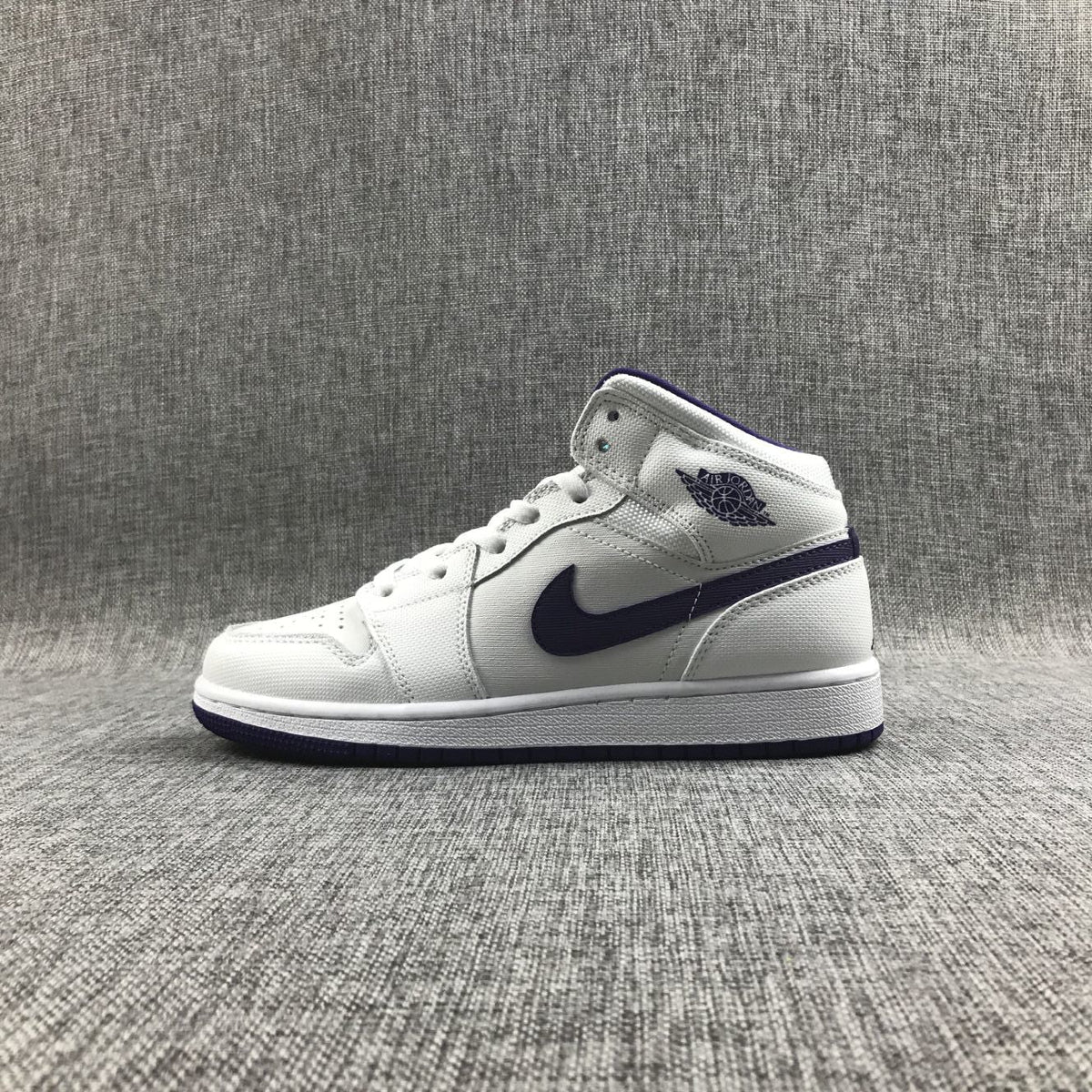 Air Jordan 1 Mid White Purple Sneakers 332148-137