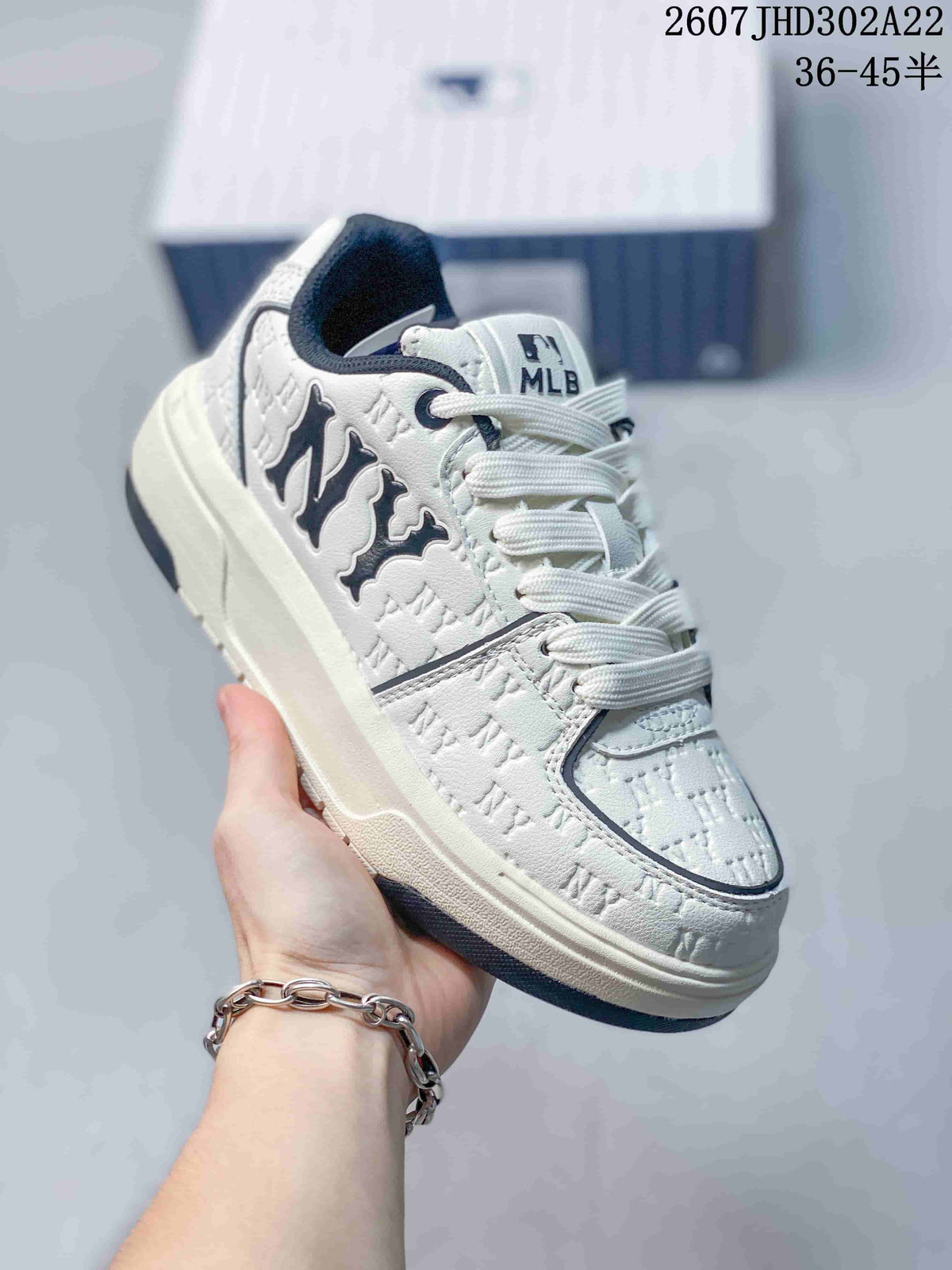 MLB Big Ball Chunky Canvas HI Sneakers White Navy 712320YPE