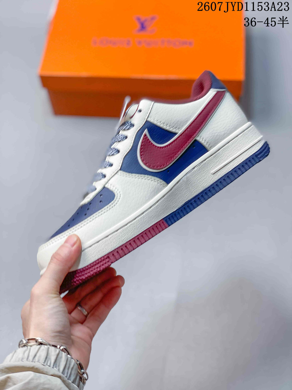 Nike Air Force 1 '07 Low White Blue Burgundy Sneakers