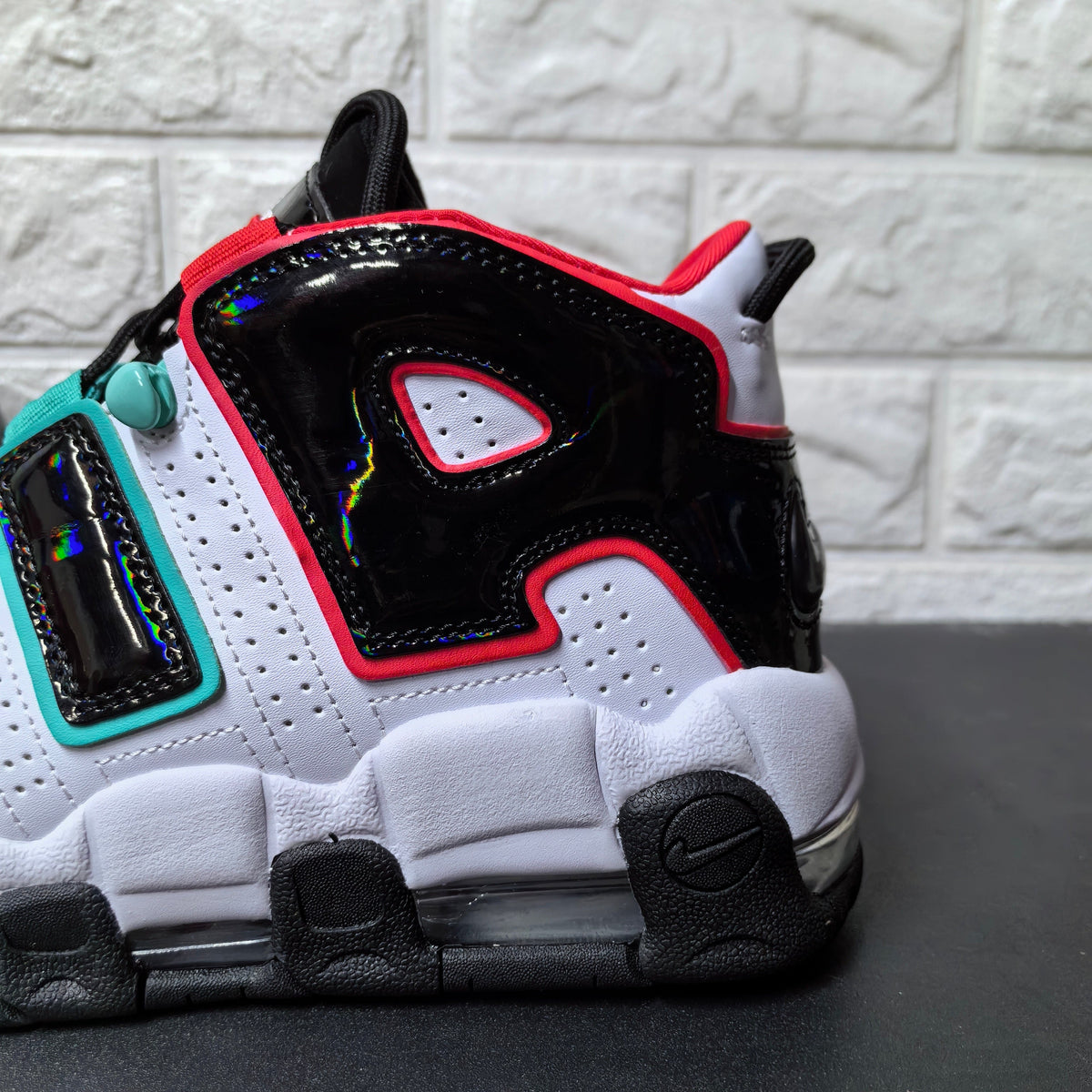 Nike Air More Uptempo Sneakers White Black Red Aqua