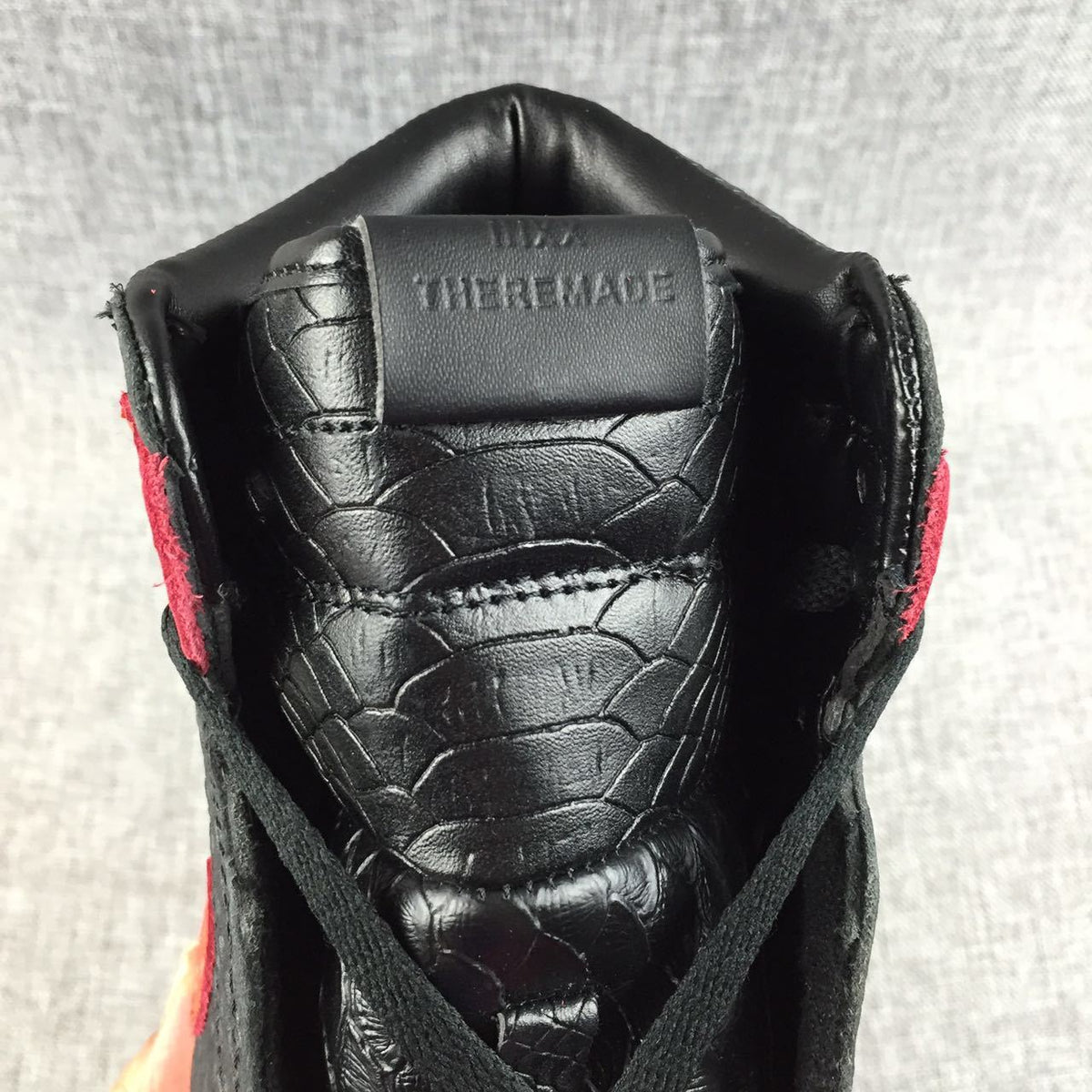 Air Jordan 1 High Black Red Scale-Textured Sneakers