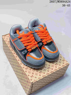 Louis Vuitton Trainer Maxi Low-Top Sneakers Gray and Orange