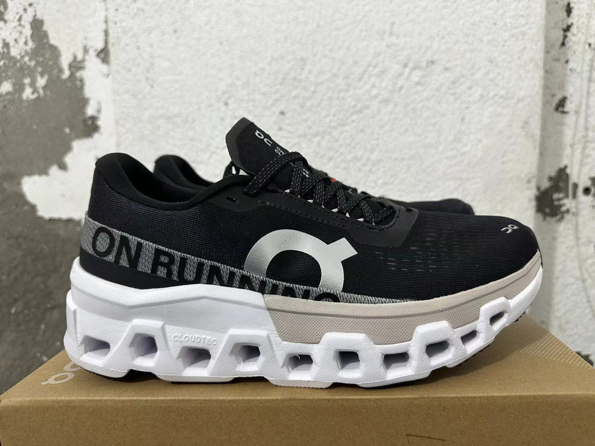 On Running Cloudmonster Black Silver Running Sneakers