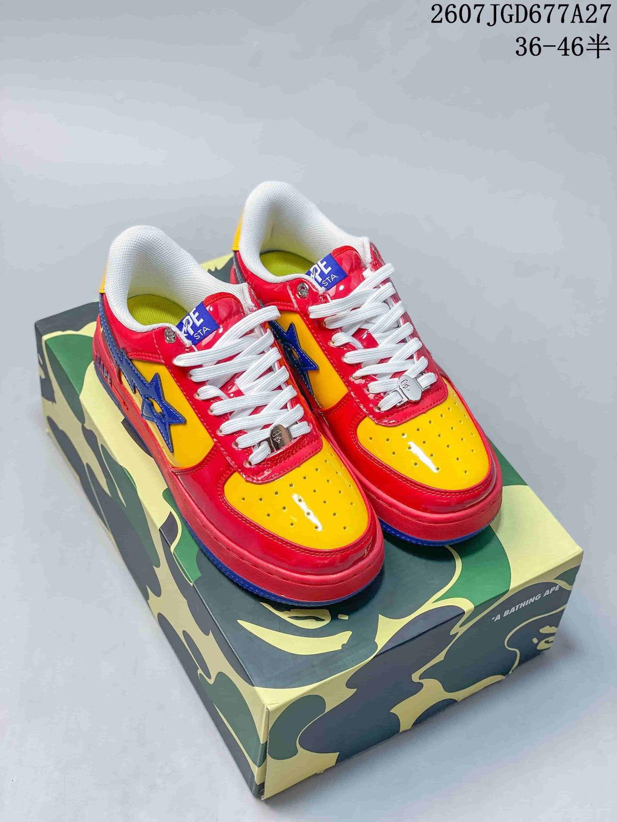 BAPE STA Low Sneakers Red Yellow Blue Style 2607JGD677A27