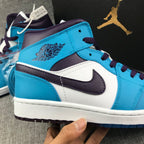 Air Jordan 1 Mid Sneakers in Blue, White and Black