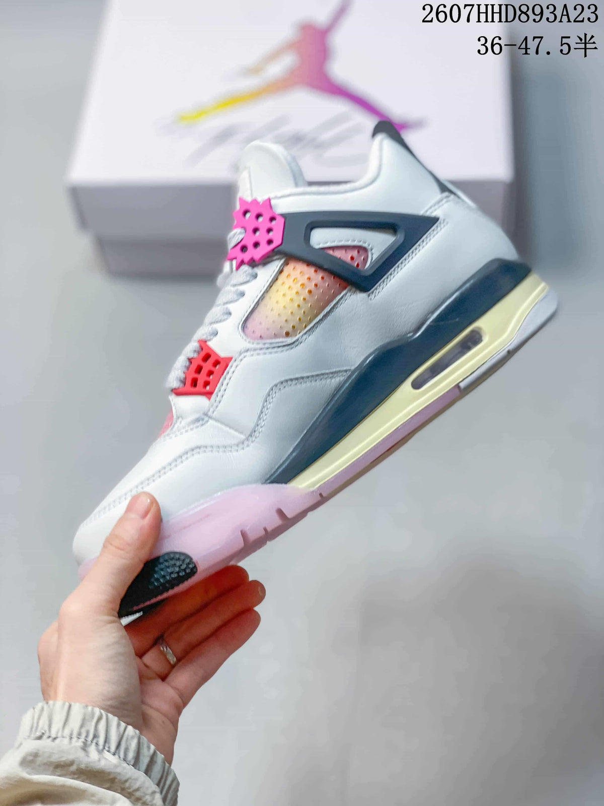 Jordan Air Jordan 4 Retro White Pink Gray Sneakers