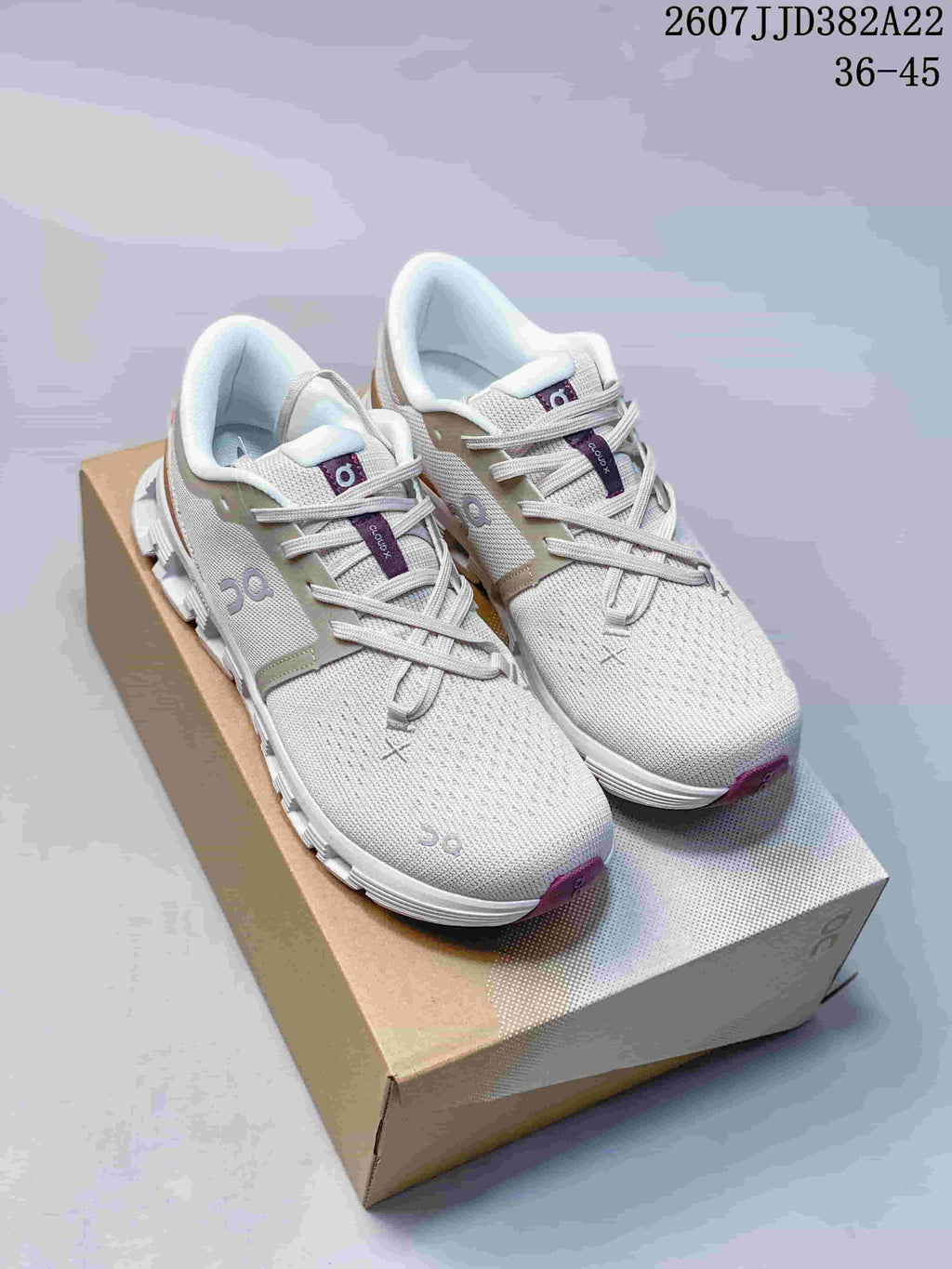 On Cloud X 4 Sneakers Light Gray Burgundy 2607JJD382A22