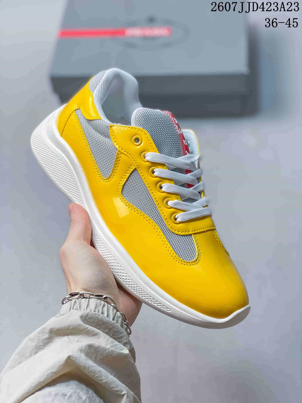 Prada 2607JJD423A23 Yellow Gray Platform Sneakers