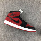 Air Jordan 1 Mid Sneakers in Red, Black and White