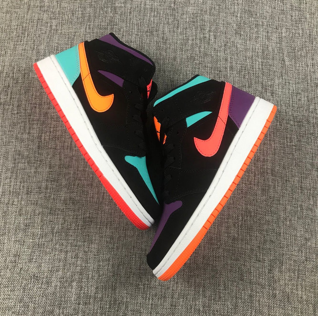 Jordan 1 Mid Multicolor Black Sneakers 554725-083