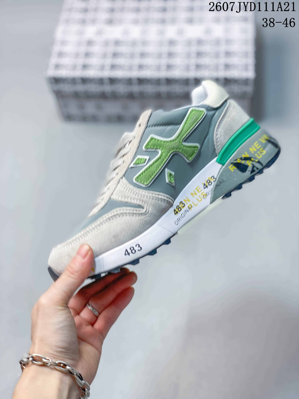 Premiata 2607 TYD111A21 Gray and Green Casual Sneakers