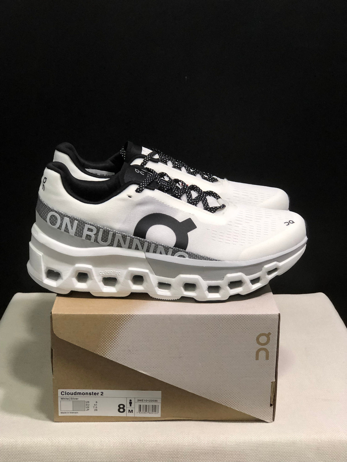 On Cloudmonster 2 White Silver Running Shoes