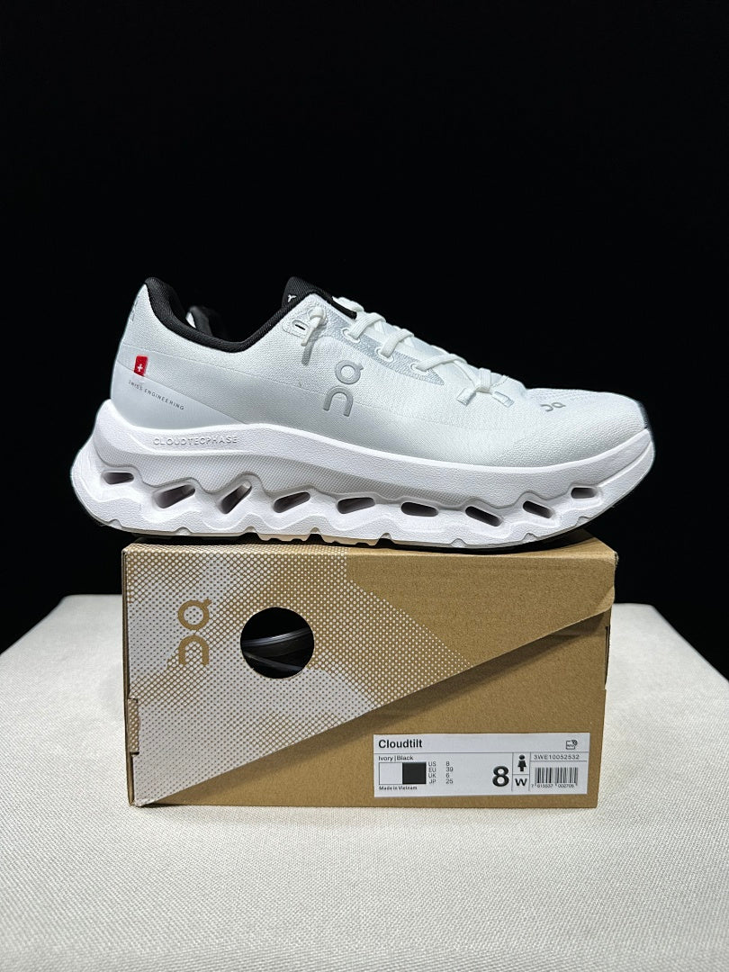 On Cloudtilt Sneakers in Ivory and Black