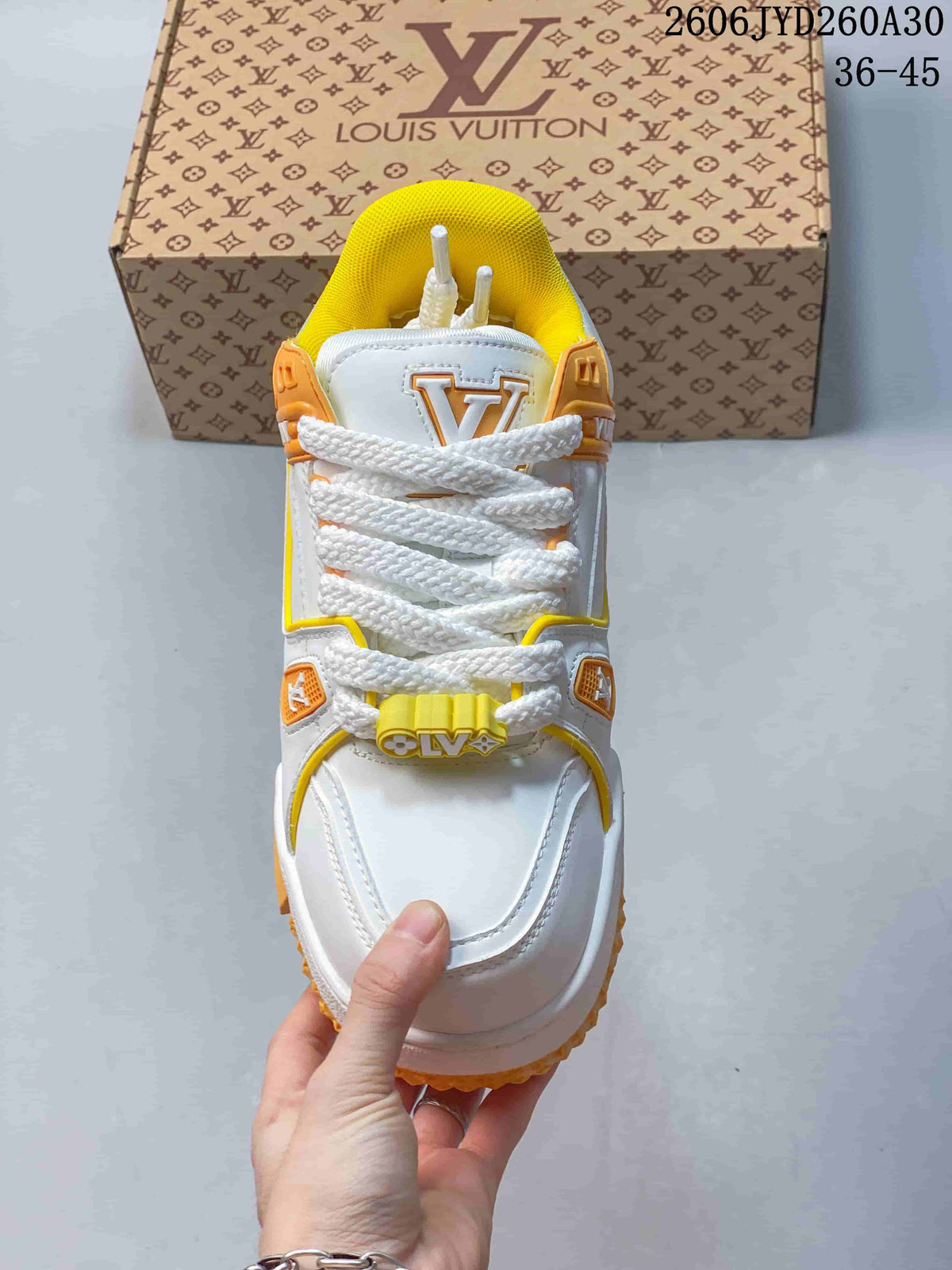 Louis Vuitton Trainer Maxi Low-Top Sneakers, White and Yellow