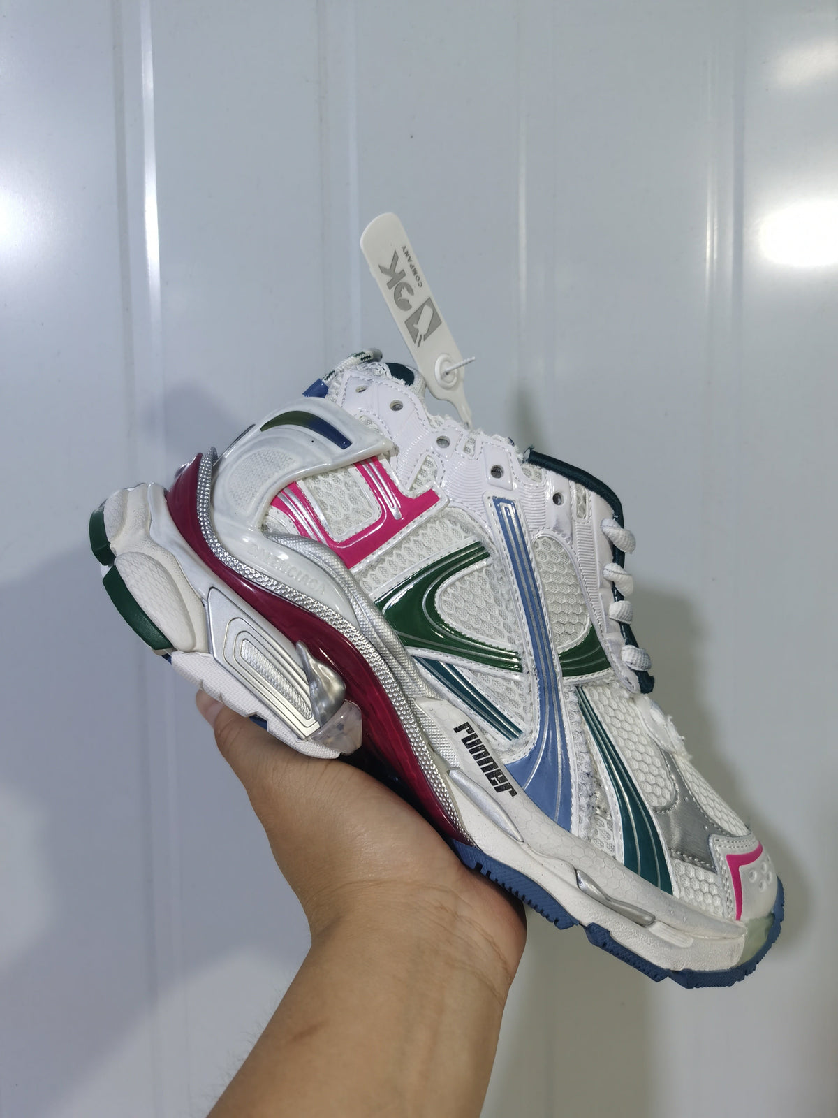 Puma 9934 Mesh Running Sneakers White Green Blue Pink
