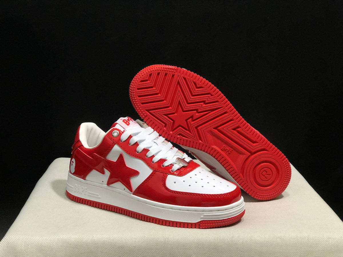 BAPE STA Low-Top Sneakers Red and White