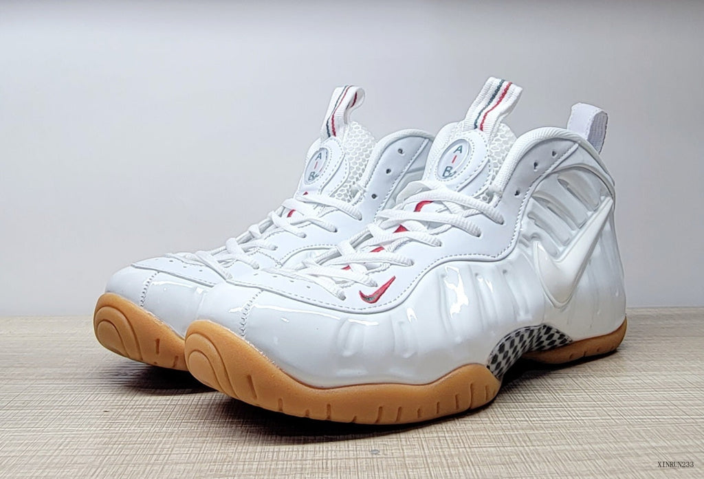 Nike Foamposite Pro White Sneakers with Gum Sole