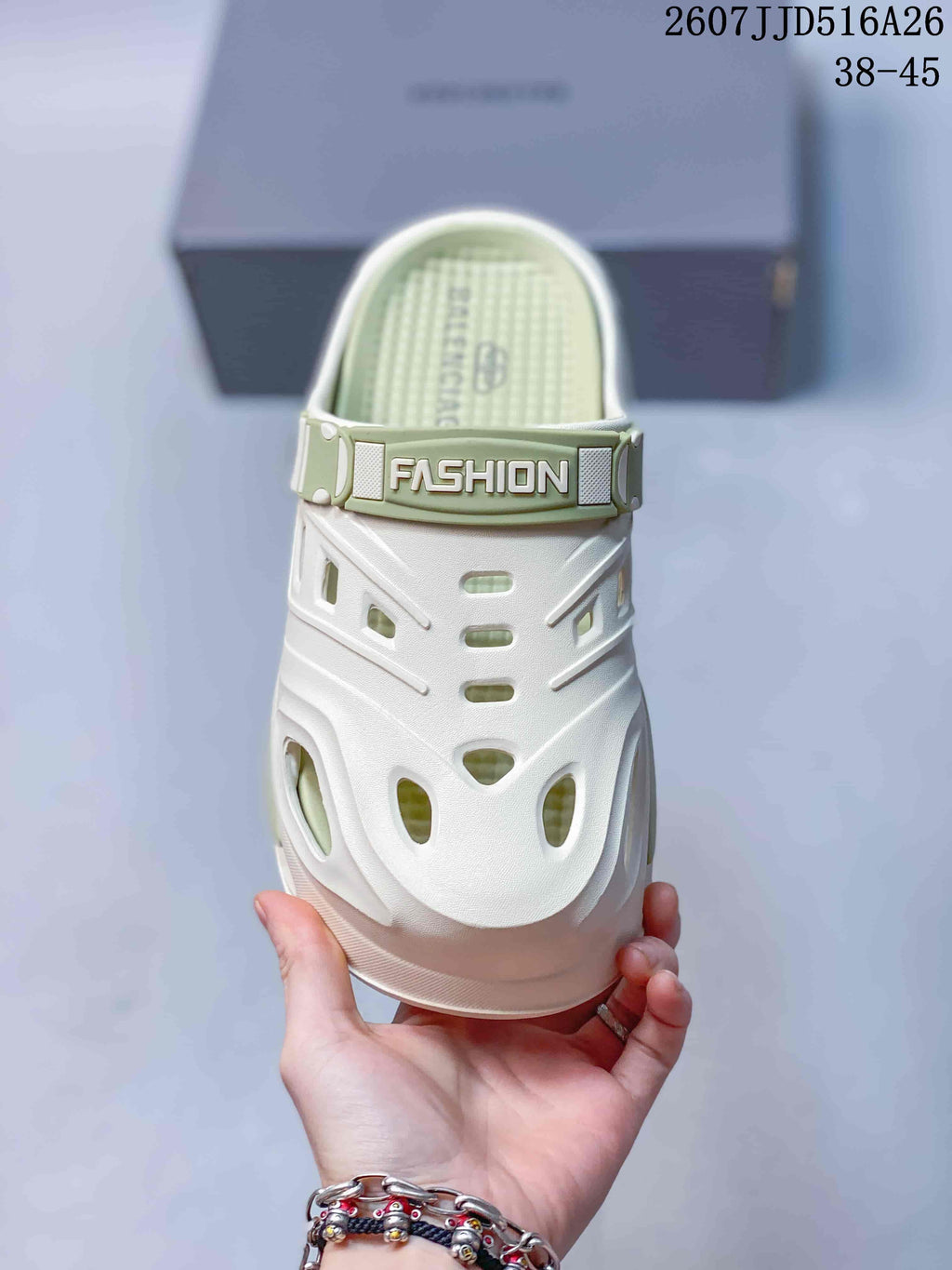 Platform Clogs White and Green Style 2607JJD516A26